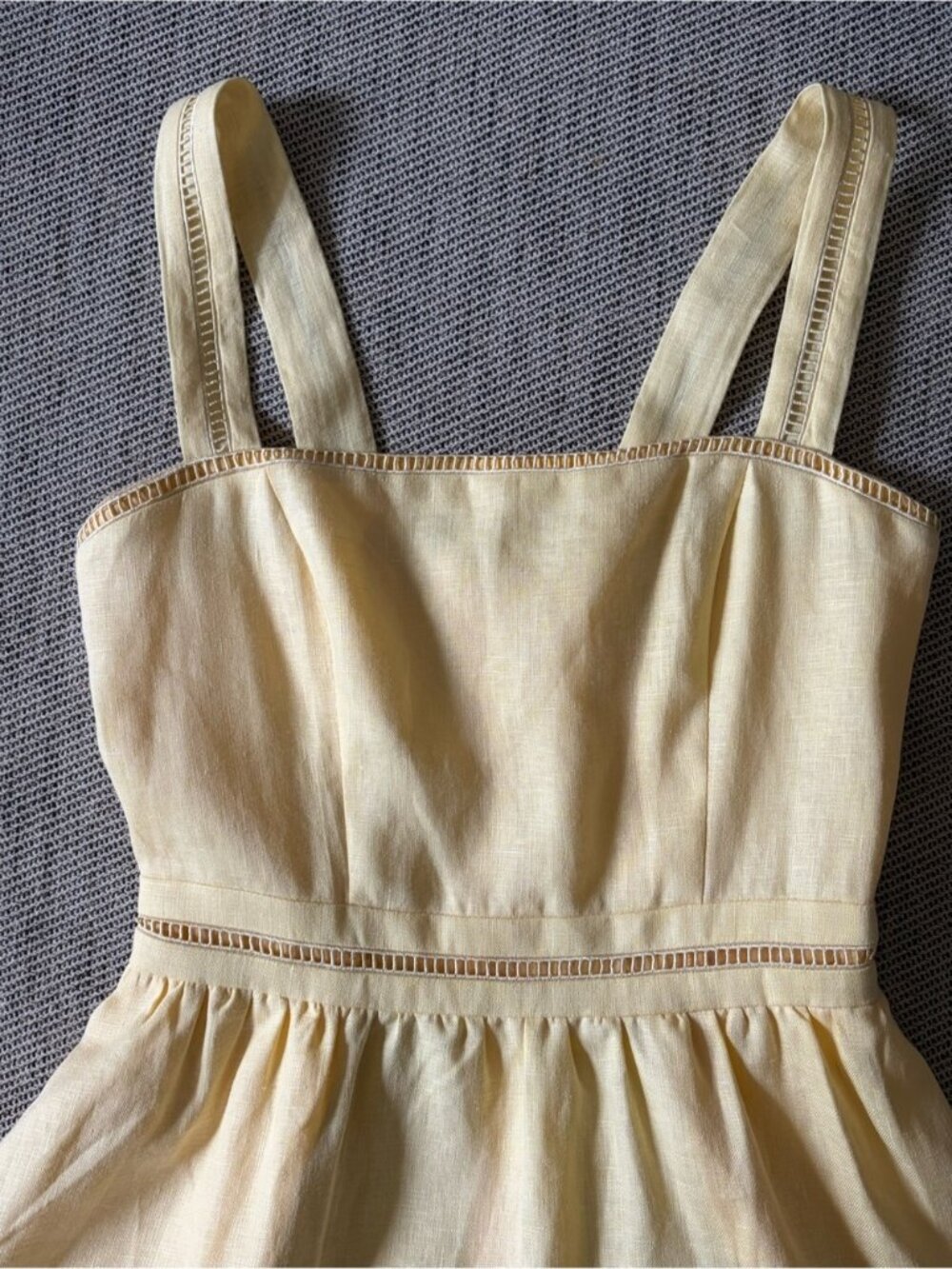 NEW Reformation Everett Linen Midi Dress Ray of Light Yellow | US 4 UK 8 - Picture 8 of 14